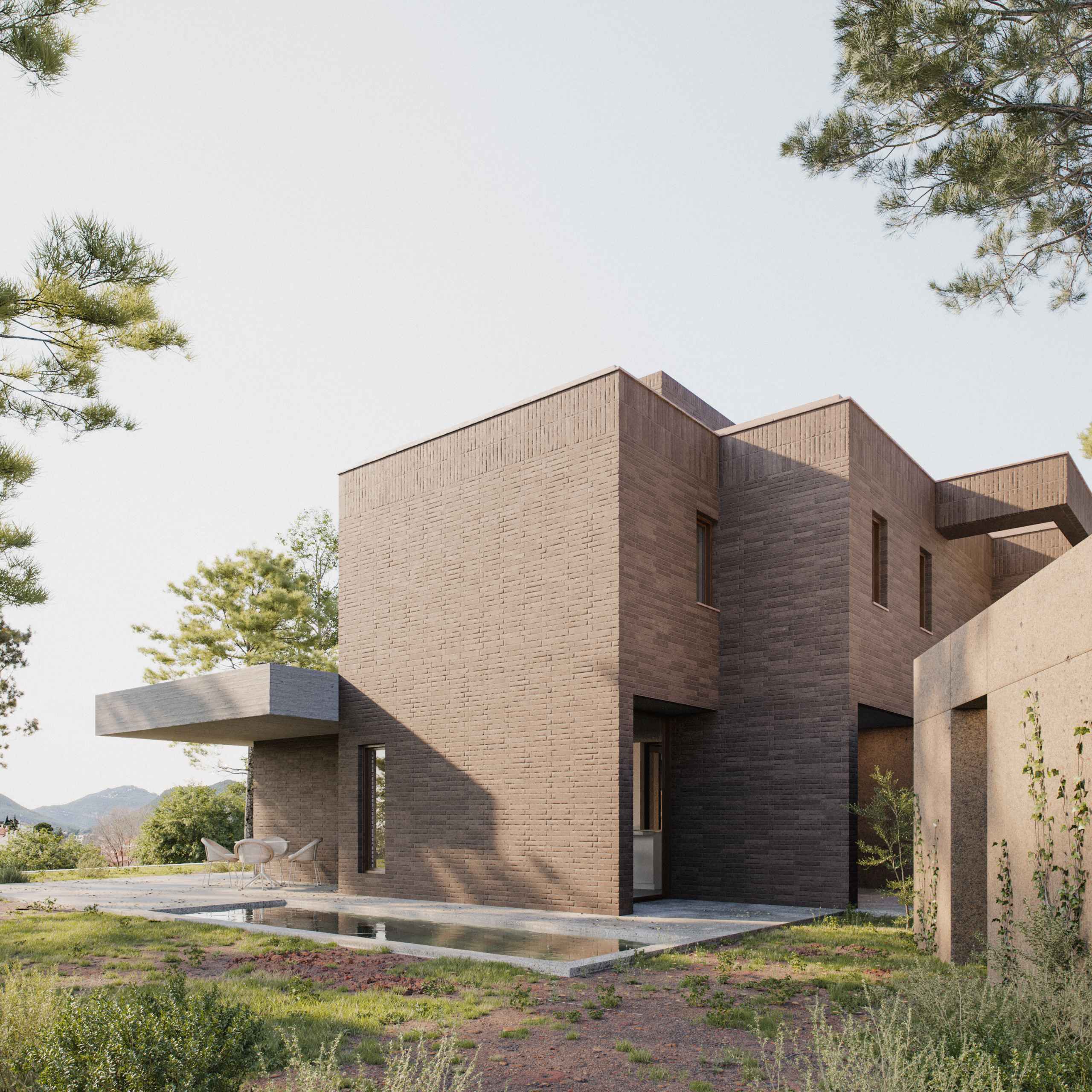 Photorealistic exterior 3D Rendering of a modern multifunctional complex in an urban context in Washington. View from a human eye level. Still CG image produced by Scuares, an architectural visualization studio