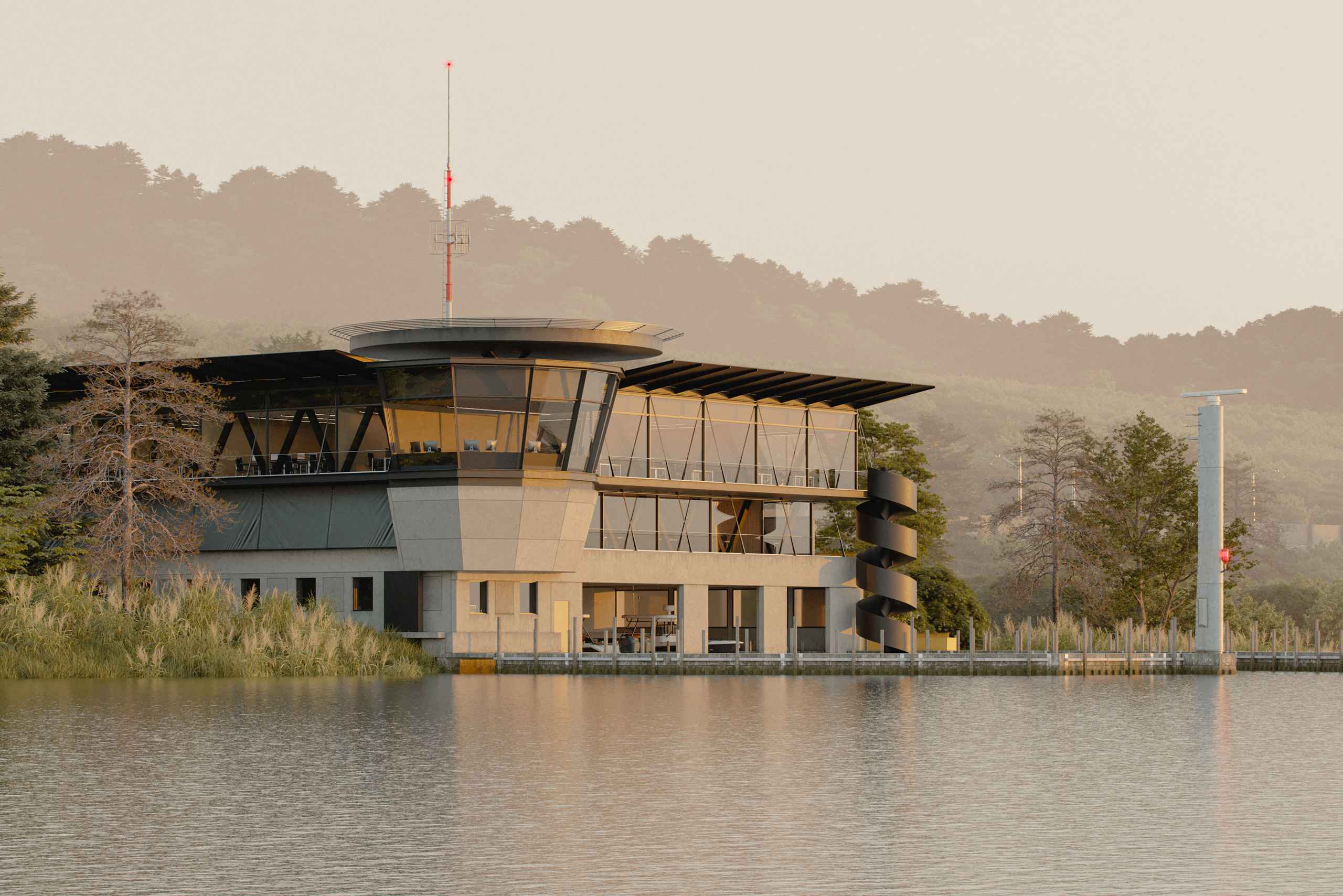 Photorealistic exterior 3D Rendering of a contemporary luxury Villa with a swimmig pool designed by JM Designs. Residential real estate project. Still CG Image produced by Scuares, an architectural visualization studio